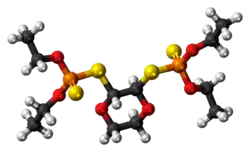 Ball-and-stick model of the dioxathion molecule