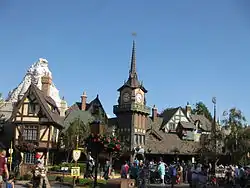 Fantasyland (Peter Pan's Flight in the foreground and the Matterhorn Bobsleds in the background)