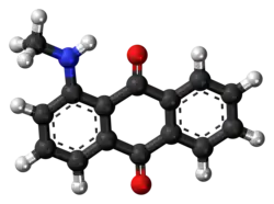 Ball-and-stick model of the disperse Red 9 molecule