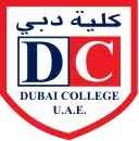 Dubai College Emblem. Bold letters "DC", with full name displayed in Arabic & English.