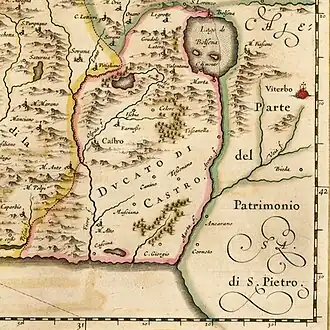 The Duchy of Castro. Detail from a map by W.J. Blaeu (1640)