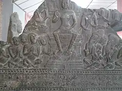 Dvaravati period stone buddha, Phra Pathom Chedi National Museum.