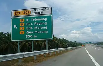 Expressway exit sign at East Coast Expressway using both LLM Normal and LLM Narrow