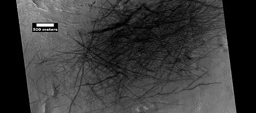 Dust devil tracks, as seen by HiRISE under HiWish program