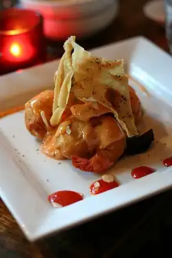 Tempura with wonton chips