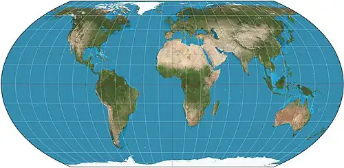 Image 21The Equal Earth projection (2018), an increasingly popular equal-area pseudocylindrical projection for world maps (from Cartographic design)