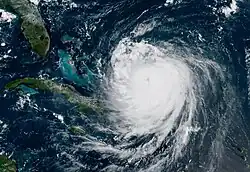 Hurricane Erin east of the Bahamas on August 18