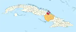 Esmeralda municipality (red) within Camagüey Province (orange) and Cuba