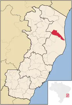 Location of Jaguaré in Espírito Santo