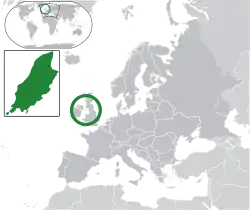 Location of the Isle of Man in Europe