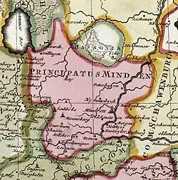 Historic map with the location of Reineberg Castle