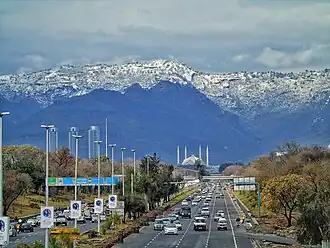View of Faisal Mosque and Islamabad Expressway