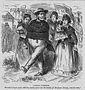 1869 cartoon: "Female suffrage: Wouldn't it put just a little too much power into the hands of Brigham Young, and his tribe?"
