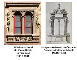 Influence of an engraving by Jacques Androuet du Cerceau on the window shown above.