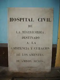Hospital plaque in the Herrera Hospital