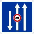 Lane forbidden for use by lorries