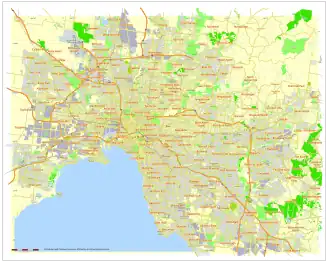 Map of the Melbourne metropolitan area
