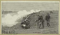 Company firing a salvo in line.