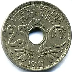 1917 French coin with integrated hole