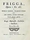 Title page: Frigga, opera i en act