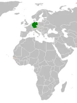 Map indicating locations of Germany and The Gambia
