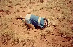 Matthew Carpenter examining to earth