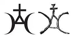 Comparison of the coat of arms of the Iziasławicz family of the Połock princes[11] with the coat of arms of Ostoja Mikołaj from Ściborzyce (from the portal of the church in Wysococy)[12]