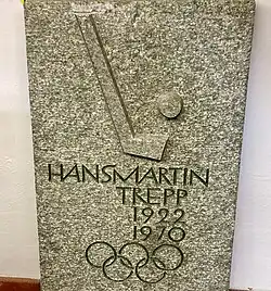 Tombstone of Icehockey player Hans-Martin Trepp at Arosa/Switzerland
