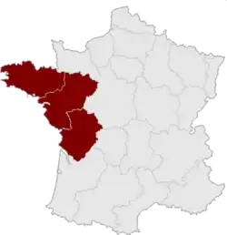 The former West France European electoral constituency[3] and INSEE's ZEAT Ouest[4]