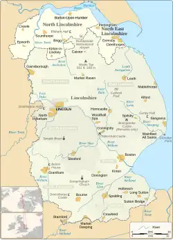 Area covered by the Greater Lincolnshire Combined County Authority at the time of its establishment in February 2025.