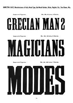 Grecian (chamfered) slab-serif type