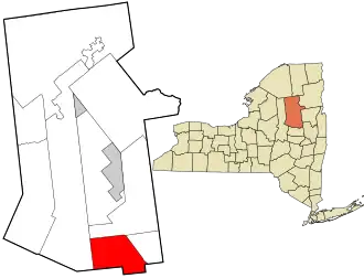 Location in Hamilton County and the state of New York.