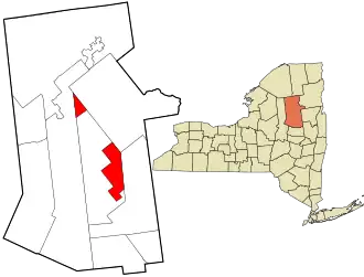 Location in Hamilton County and the state of New York