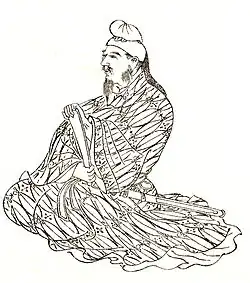 A nineteenth century portrait of Hata no Kawakatsu from Zenken Kojitsu by Kikuchi Yōsai.