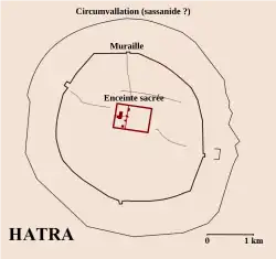 The plan of Hatra. Note the vast contravallation.