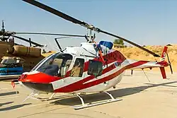 A Bell 206 Sayfan once used for helicopter training of the IAF Flight Academy – at an exhibition 2016 at Hatzerim Airbase