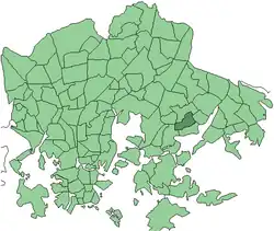 Position of Itäkeskus within Helsinki
