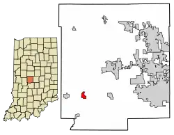 Location of Amo in Hendricks County, Indiana.