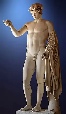 Statue of Hermes, nude and with drapery over his arm