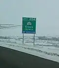 Exit sign on westbound Interstate 70