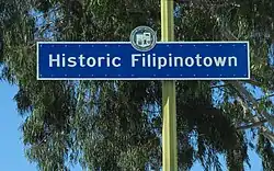 Historic Filipinotown neighborhood sign located at the intersection of Beverly Boulevard and Belmont Avenue