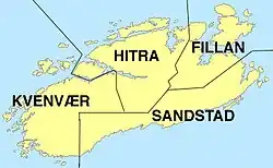 Map of the old municipalities on the island of Hitra