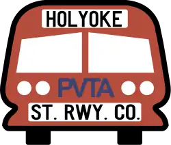 Logo of the Holyoke Street Railway Co. as a contractor for the PVTA c. 1978-1987