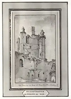 Jan de Bisschop draw the keep in the ruineous inner castle (1678)