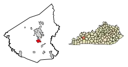 Location of Earlington in Hopkins County, Kentucky.
