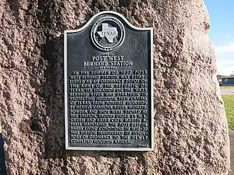 Post West Bernard Station historical marker