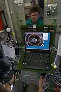 ISS-20 Gennady Padalka trains the relocation of the Soyuz TMA-14 spacecraft in the Zvezda Service Module
