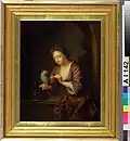 Woman Feeding a Parrot - copy of a painting by Arnold Boonen[4]