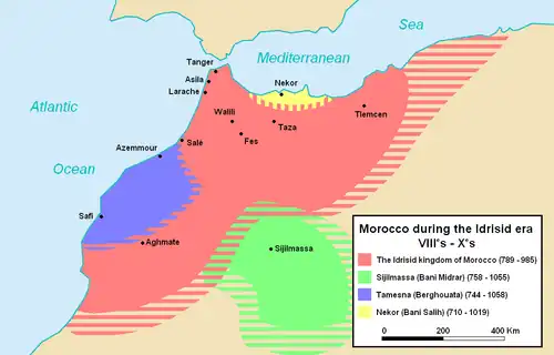 A color-coded map of North-western Africa