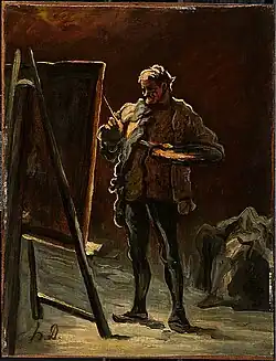 An Artist (1870-75), Honoré Daumier or Imitator of Honoré Daumier, oil on canvas, mounted on panel, 13 15/16 x 10 5/8 in. (35.4 x 27 cm), Clark Art Institute